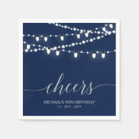 Navy & Silver Elegant Lights Adult Birthday Party