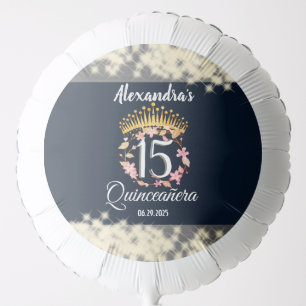 Navy Silver Elegant Quinceanera Celebration Balloon