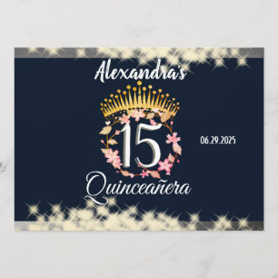 Navy Silver Elegant Quinceanera Celebration Menu