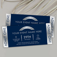 Navy & Silver Event Ticket Business Logo Admit One