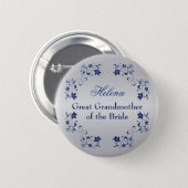 Navy Silver Floral Grandmother of the Bride Pin (Front & Back)