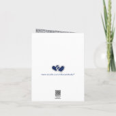 Navy Silver Floral Hearts FAUX Foil Thank You Card (Back)