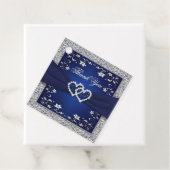 Navy, Silver Floral, Hearts Wedding Favor Tags (In Situ)