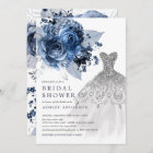 Navy & Silver Floral Wedding Dress Bridal Shower