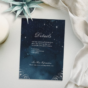 Navy silver flourish vintage wedding details enclosure card