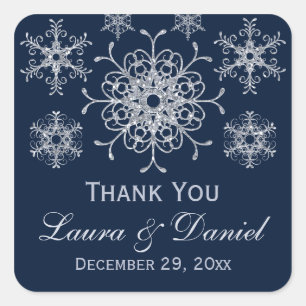 Navy Silver Glitter LOOK Snowflake Wedding Sticker