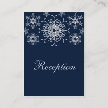 Navy Silver Glitter LOOK Snowflakes Enclosure Card