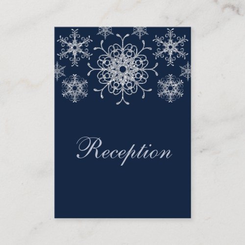 Navy Silver Glitter LOOK Snowflakes Enclosure Card Business Card Templates
