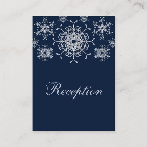 Customizable Navy Silver Glitter LOOK Snowflakes Enclosure Card Business Card Templates