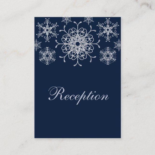 Navy Silver Glitter LOOK Snowflakes Enclosure Card (Front)