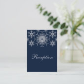 Navy Silver Glitter LOOK Snowflakes Enclosure Card (Standing Front)