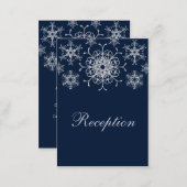 Navy Silver Glitter LOOK Snowflakes Enclosure Card (Front/Back)