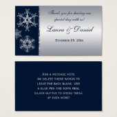 Navy Silver Glitter LOOK Snowflakes Favor Tag (Front & Back)