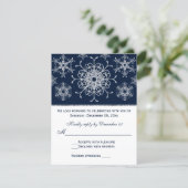 Navy Silver Glitter LOOK Snowflakes RSVP Card (Standing Front)