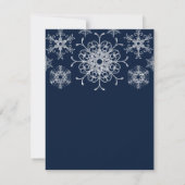 Navy Silver Glitter LOOK Snowflakes RSVP Card (Back)