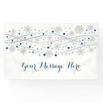 Navy & Silver Glitter Snowflake Baby Shower Banner
