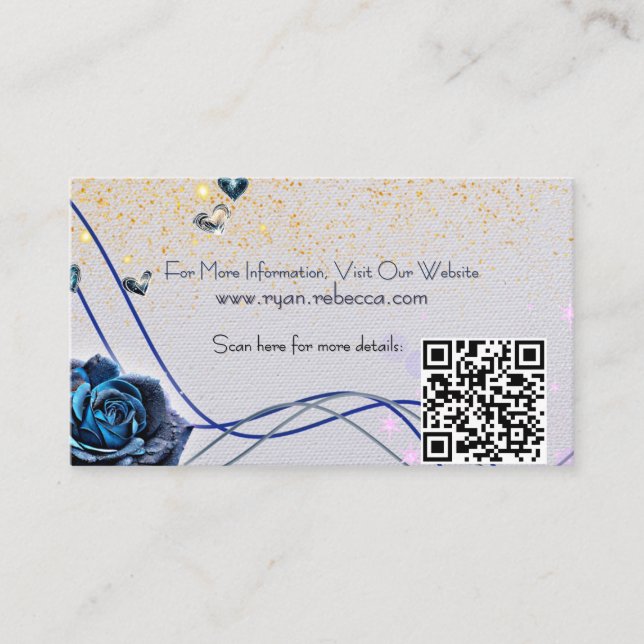 Navy Silver Gold Enclosure Card with QR Code (Front)