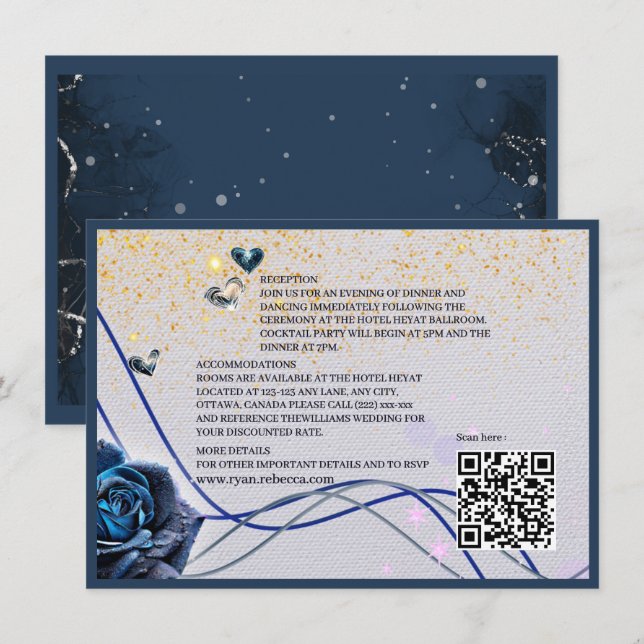 Navy Silver Gold Enclosure Insert C with QR Code (Front/Back)