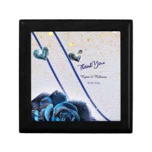 Navy Silver Gold Wedding Jewelry Keepsake Box