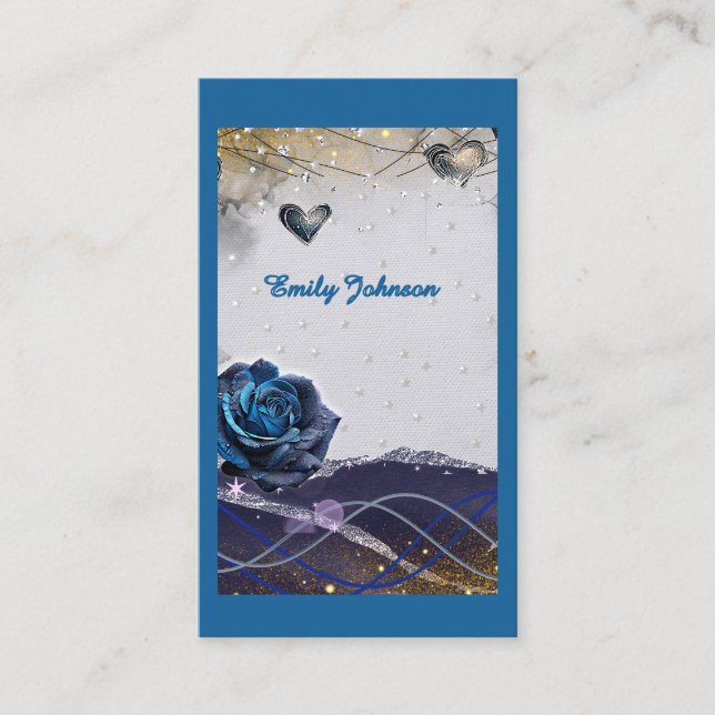 Navy Silver Gold Wedding Place Card (Front)