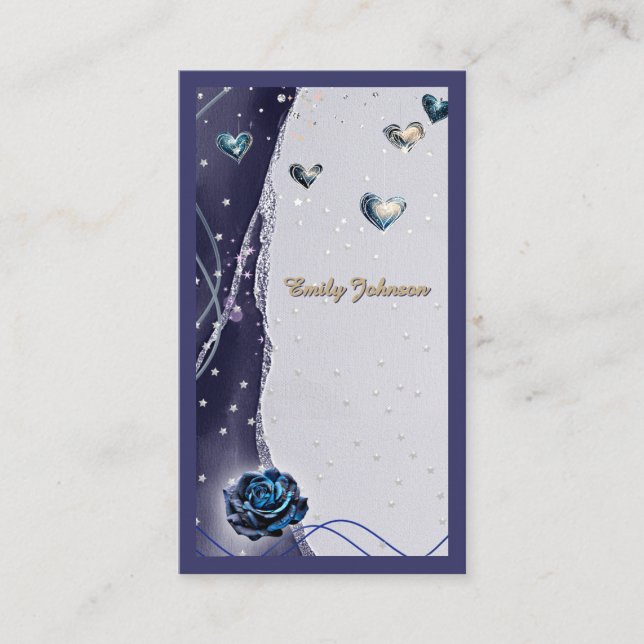 Navy Silver Gold Wedding Place Card (Front)