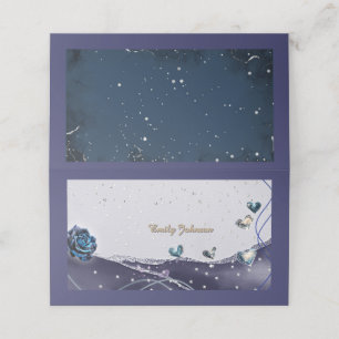 Navy Silver Gold Wedding Place Card