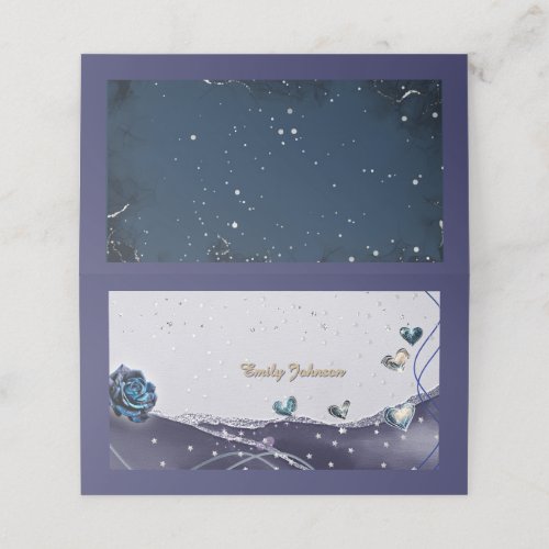 Navy Silver Gold Wedding Place Card