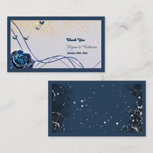Navy Silver Gold Wedding Thank You Card