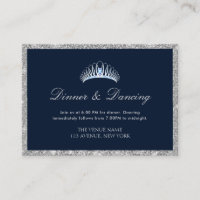 navy & silver quinceanera dinner reception card