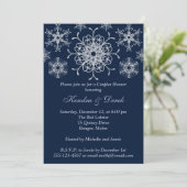 Navy, Silver Snowflakes Couples Shower Invite (Standing Front)