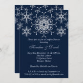 Navy, Silver Snowflakes Couples Shower Invite (Front/Back)