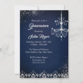 Navy Silver Sparkle Diamond Dress Quinceanera Invitation (Back)