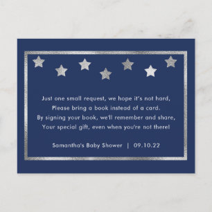 Navy Silver Star Book Request Card, books for baby Invitation Postcard