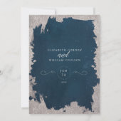 Navy Silver Star Celestial Winter Wedding Card (Back)