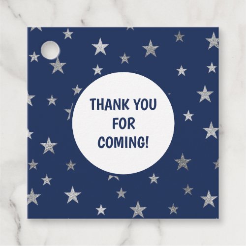 Navy Silver Stars thank you favor tag