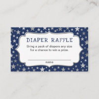 Navy Silver Twinkle Star diaper raffle tickets Enclosure Card