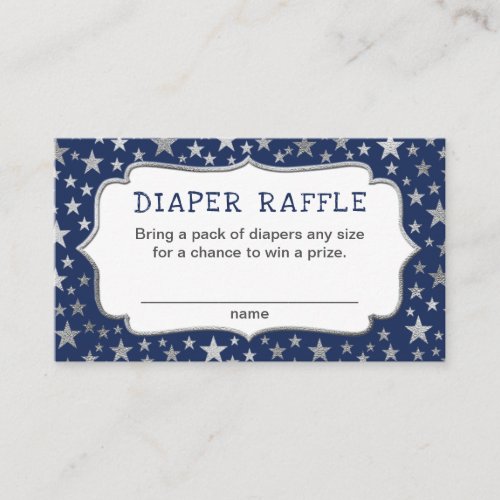 Navy Silver Twinkle Star diaper raffle tickets Enclosure Card