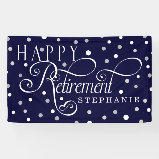 navy silver white modern retirement party banner retirement party banner
