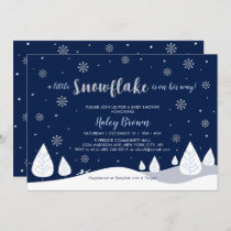 Navy & Silver Winter Wonderland Boy Baby Shower Invitation