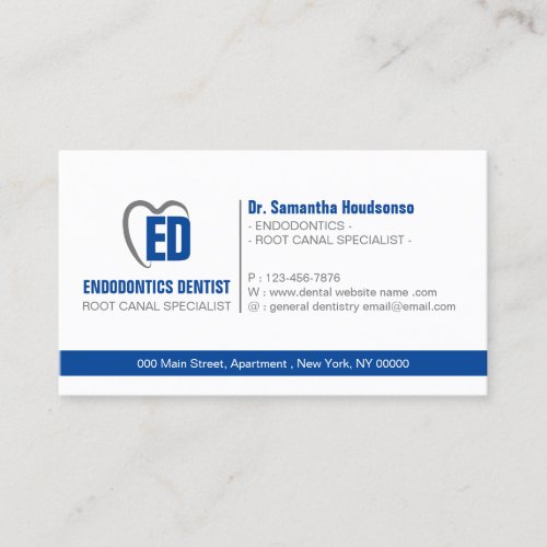 Navy simple blue gray classic dentistry assistant business card
