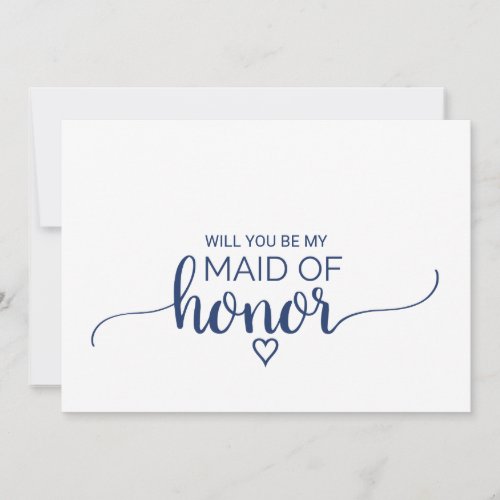 Navy Simple Calligraphy Maid Of Honor Proposal Invitation