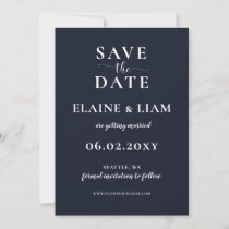 Navy Simple Calligraphy Modern  Save The Date