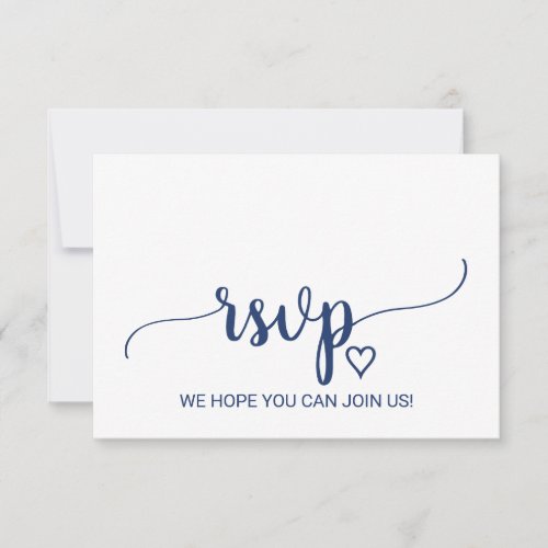 Navy Simple Calligraphy Song Request RSVP Card