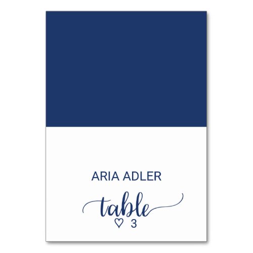 Navy Simple Calligraphy Wedding Escort Place Cards