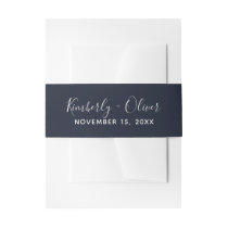 Navy Simple Calligraphy Wedding Invitation  Invitation Belly Band