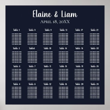 Navy Simple Calligraphy Wedding Seating Poster