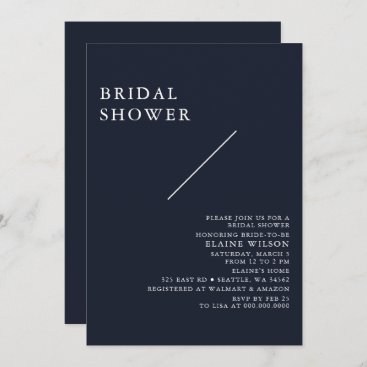 Navy Simple Elegant Modern Bridal Shower Invitation