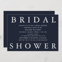 Navy Simple Elegant Modern Bridal Shower Invitation