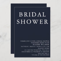 Navy Simple Elegant Modern Bridal Shower  Invitation