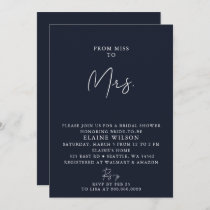 Navy Simple Elegant Modern Bridal Shower Invitation